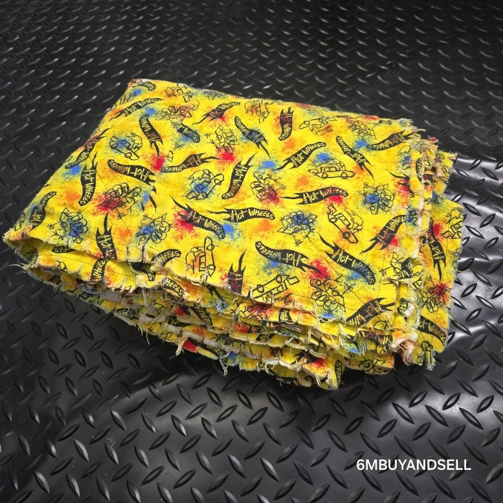 Hot‎ Wheels Logo Quilt Blanket Handmade Cotton 55x45 Y2K Vintage Collector